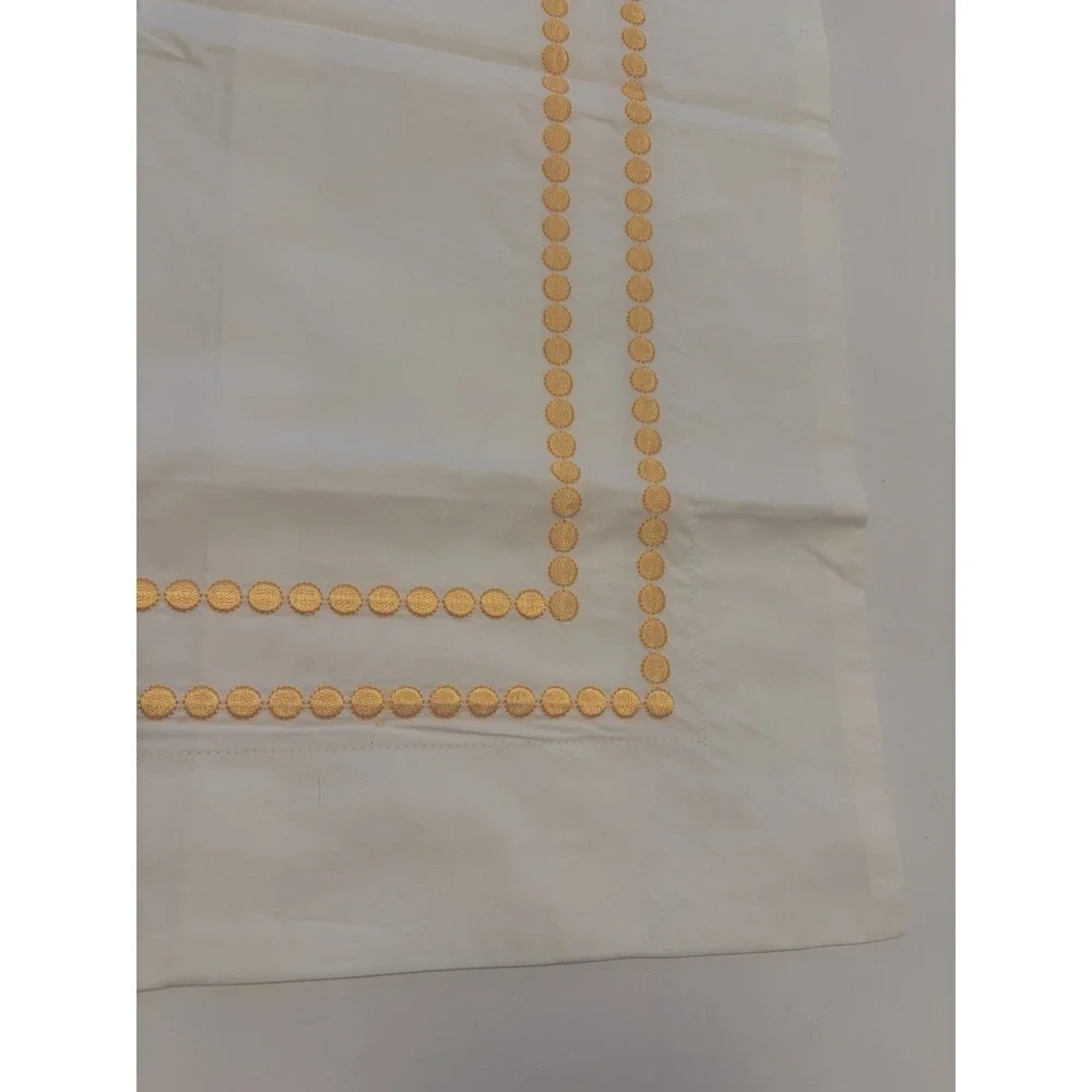 Potterybarn Gold Embroidered Pearls On White Euro Sham EUC 26x26 Cotton